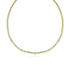 Spaced Diamond Round Golden Necklace