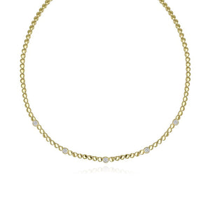 Spaced Diamond Round Golden Necklace