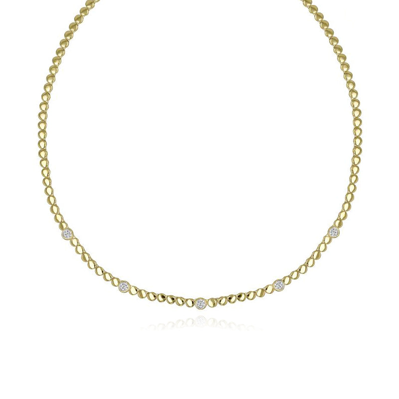 Spaced Diamond Round Golden Necklace