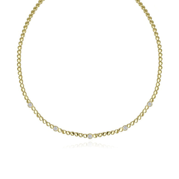 Spaced Diamond Round Golden Necklace