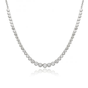 Graduated Bezel Diamond and Gold Disc Chain Necklace