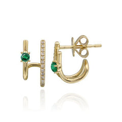 Solitaire and Pave Diamonds Lobe Earrings