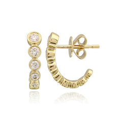 Bezel Diamond Open Hoop Earrings