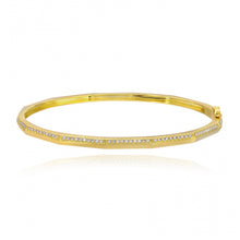 Load image into Gallery viewer, Geometric Pave Line Gold Bangle
