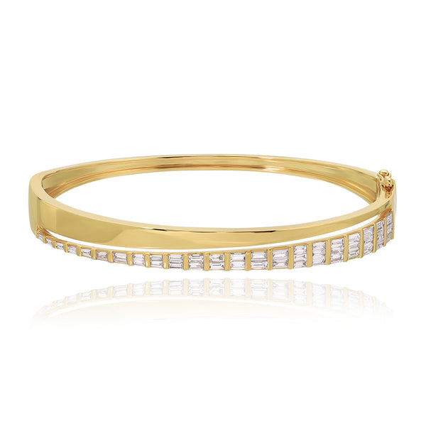 Half Baguette Half Gold Cutout Bangle