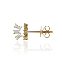 Load image into Gallery viewer, Curved Three Diamond Baguette Stud
