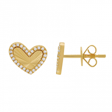 Load image into Gallery viewer, Fluted Pave Heart Earrings
