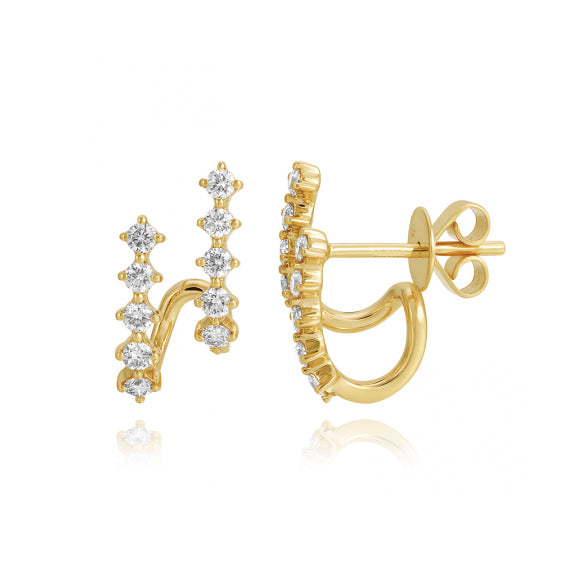 Diamond and Gold Lobe Earrings