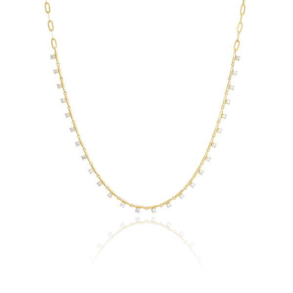 Spaced Gold Bar Diamond Necklace