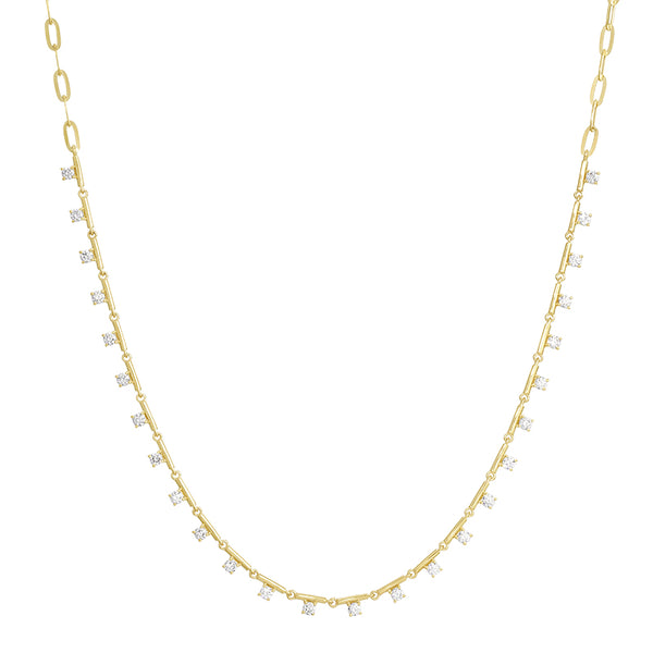 Spaced Gold Bar Diamond Necklace