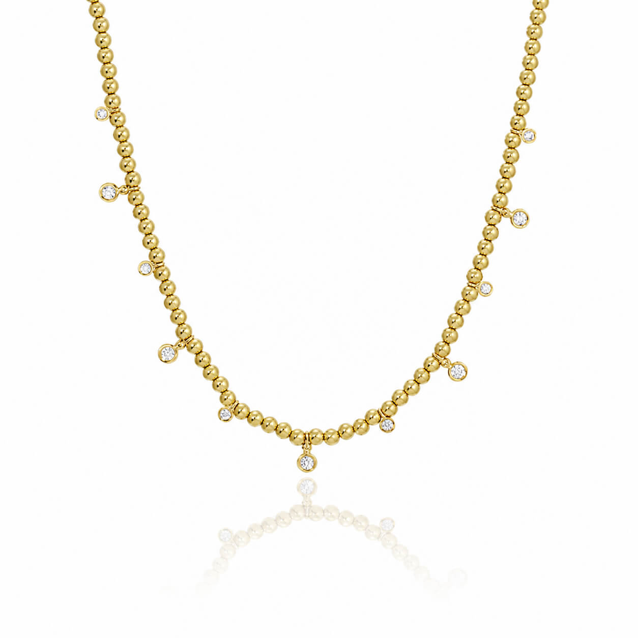 Dangling Bezel Diamond Ball Chain