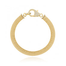Load image into Gallery viewer, Gold Mesh Chain Diamond Clasp Bracelet
