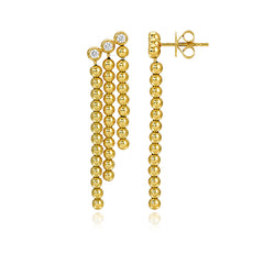 Golden Bead Ball Diamond Earrings