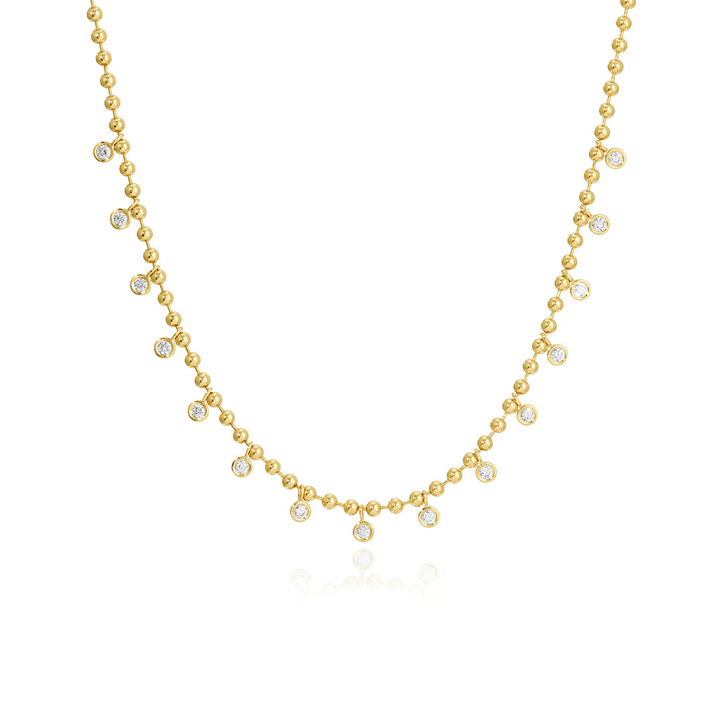 Dangling Bezel Diamond Ball Chain