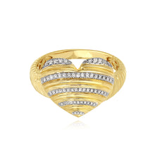 Load image into Gallery viewer, Ribbed Pave Heart Ring
