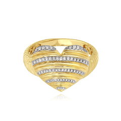 Ribbed Pave Heart Ring