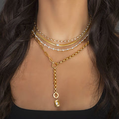 Diamond Tennis Golden Necklace
