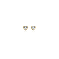 Heart-shaped bezel-set lab-grown diamond stud earrings in 14K yellow gold, 1 carat total weight