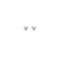 Heart-shaped prong-set lab-grown diamond stud earrings in 14K yellow gold, 1 carat total weight