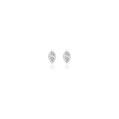Marquise-cut bezel-set lab-grown diamond stud earrings in 14K white gold, 1 carat total weight