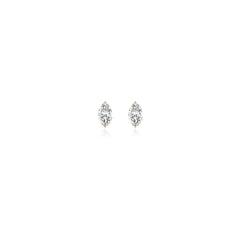 Marquise-cut prong-set lab-grown diamond stud earrings in 14K yellow gold, 1 carat total weight