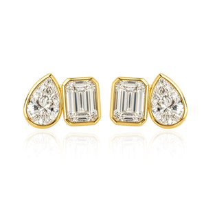 2 CT Bezel Toi et Moi Diamond Studs