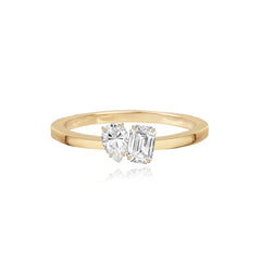 Two-Diamonds Bezel Gold Ring