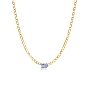 Medium Two-Gemstones Necklace