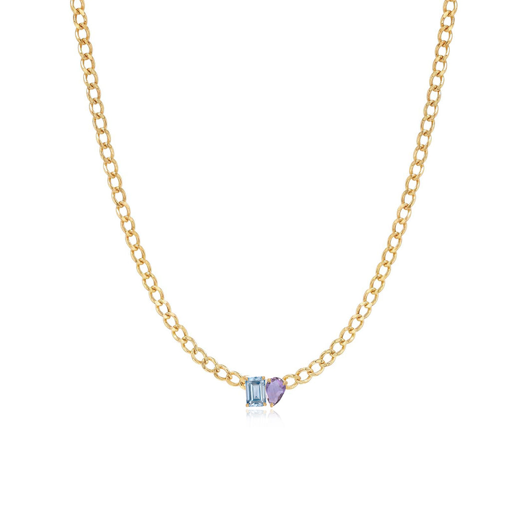 Medium Two-Gemstones Necklace