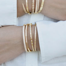 Load image into Gallery viewer, Geometric Pave Line Gold Bangle

