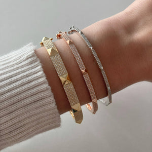 Thin Pave with Spikes Bangle