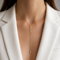 Drop Bezel Lariat Necklace