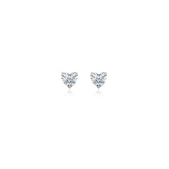 Heart-shaped prong-set lab-grown diamond stud earrings in 14K yellow gold, 2.5 carats total weight