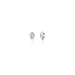 Marquise-cut bezel-set lab-grown diamond stud earrings in 14K white gold, 2.5 carats total weight