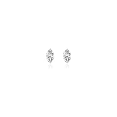 Marquise-cut prong-set lab-grown diamond stud earrings in 14K white gold, 2.5 carats total weight