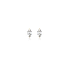Marquise-cut prong-set lab-grown diamond stud earrings in 14K yellow gold, 2.5 carats total weight
