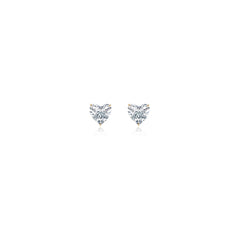 Heart-shaped prong-set lab-grown diamond stud earrings in 14K yellow gold, 2 carats total weight