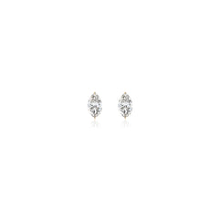 Marquise-cut prong-set lab-grown diamond stud earrings in 14K yellow gold, 2 carats total weight
