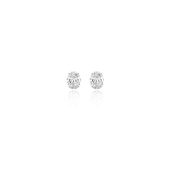Oval prong-set lab-grown diamond stud earrings in 14K white gold, 2 carats total weight