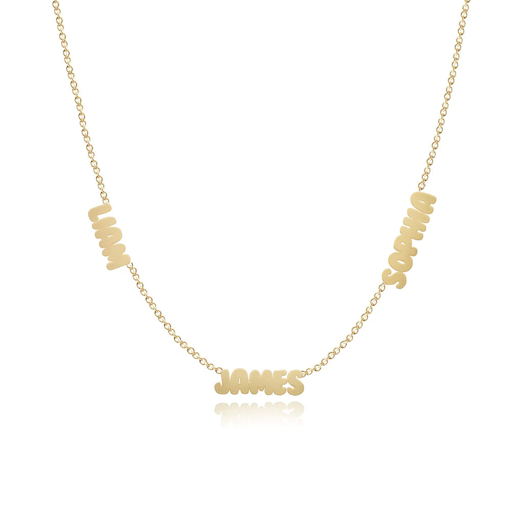Multiple Cutout Gold Names Necklace