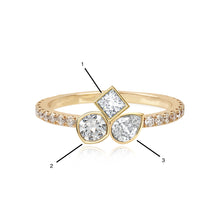 Load image into Gallery viewer, Three Multi Shape Diamonds Pave Ring

