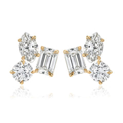 Medium Three Lab Diamond Studs, elegant and ethical for fine jewelry online wear.