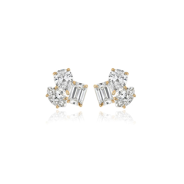 Small Three Lab Diamond Studs, dainty and refined for custom jewelry for women.