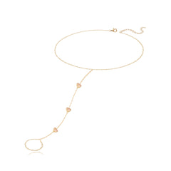 Dripping Scattered Gemstone Hearts Hand Chain