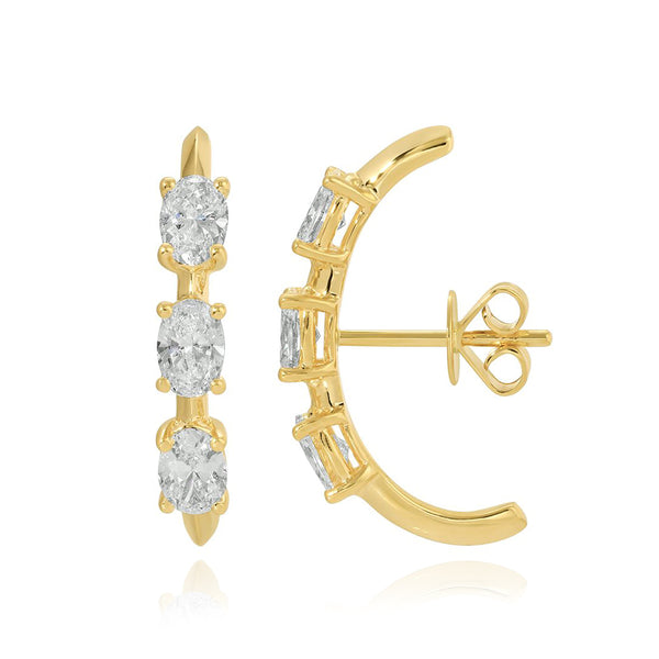 Three Oval Lab Diamonds Ultra Huggie