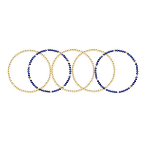 Three Gold Beaded Bracelet + Two Gemstone and Gold Bead Bracelet