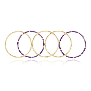 Three Gold Beaded Bracelet + Two Gemstone and Gold Bead Bracelet