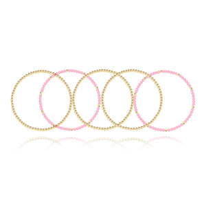 Three Gold Beaded Bracelet + Two Gemstone and Gold Bead Bracelet