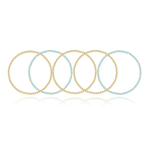 Three Gold Beaded Bracelet + Two Gemstone and Gold Bead Bracelet