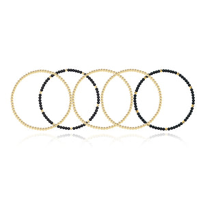 Three Gold Beaded Bracelet + Two Gemstone and Gold Bead Bracelet